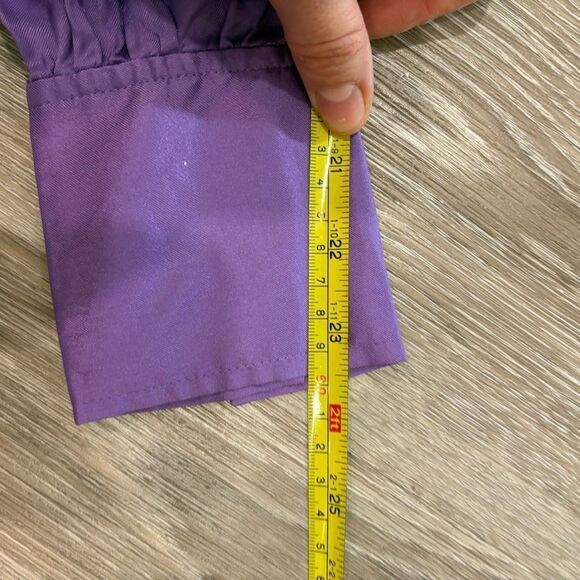 Jones NY Silk Satin Purple Bow Flutter Silk Blouse Fall Long-Sleeved sz 4 - Picture 13 of 13